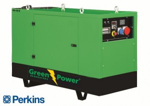 Perkins Elverk 20kVA 16kW ljudisolerad/täckt manuell startpanel