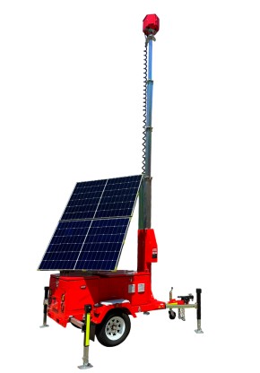 Signaltorn Radiomast mobil teleskop med solpanel och laddbara batterier 3x440W